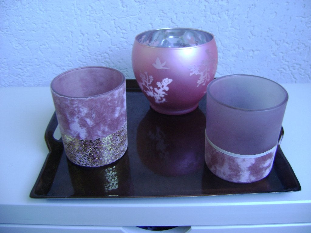 4del kaarsen plateau met 2 handgrepen 32x20 en 3 glitterwaxi, Bruin, Ophalen of Verzenden, Zo goed als nieuw, Metaal