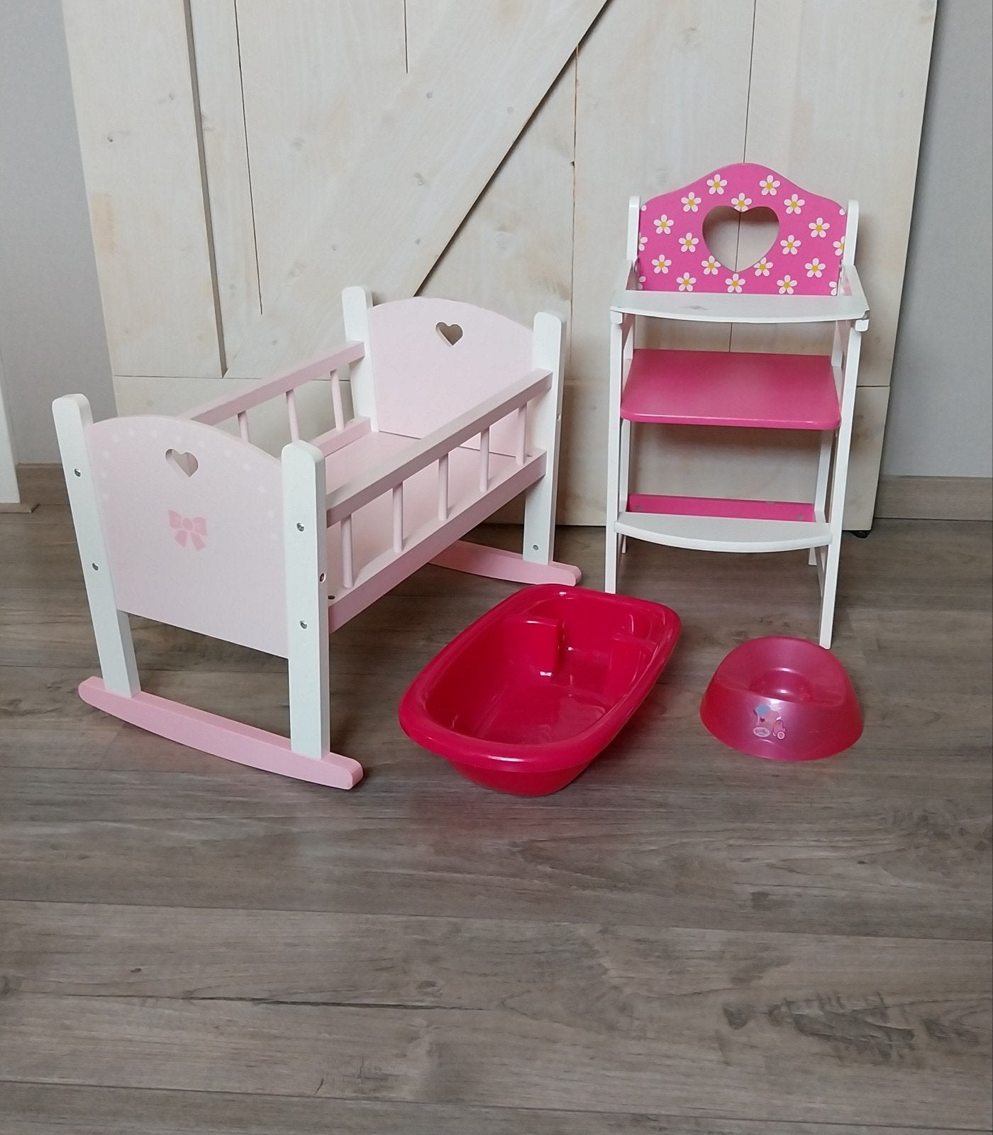 Poppenbedje, poppenstoel en accessoires, Kinderen en Baby's, Speelgoed | Poppen, Ophalen, Gebruikt, Babypop