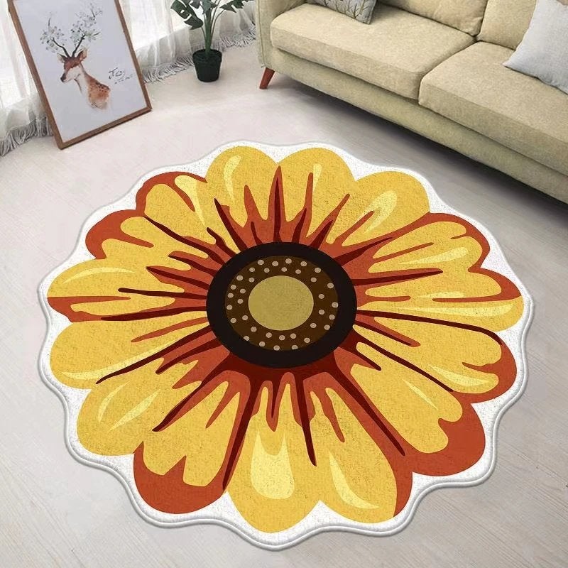Zonnebloem Vloerkleed Kleed Tapijt Mat Vloermat Rond Bloemen, Verzenden, Nieuw, Rond, 150 tot 200 cm