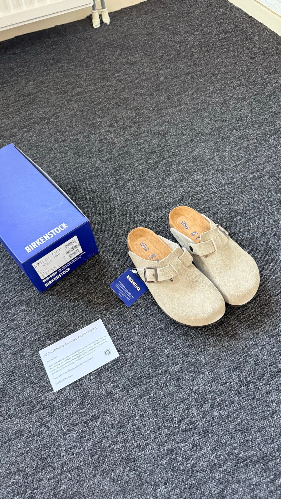 Nieuwe Birkenstock Boston BS - Taupe/Grijs - Maat 39, Slippers, Verzenden, Beige, Nieuw