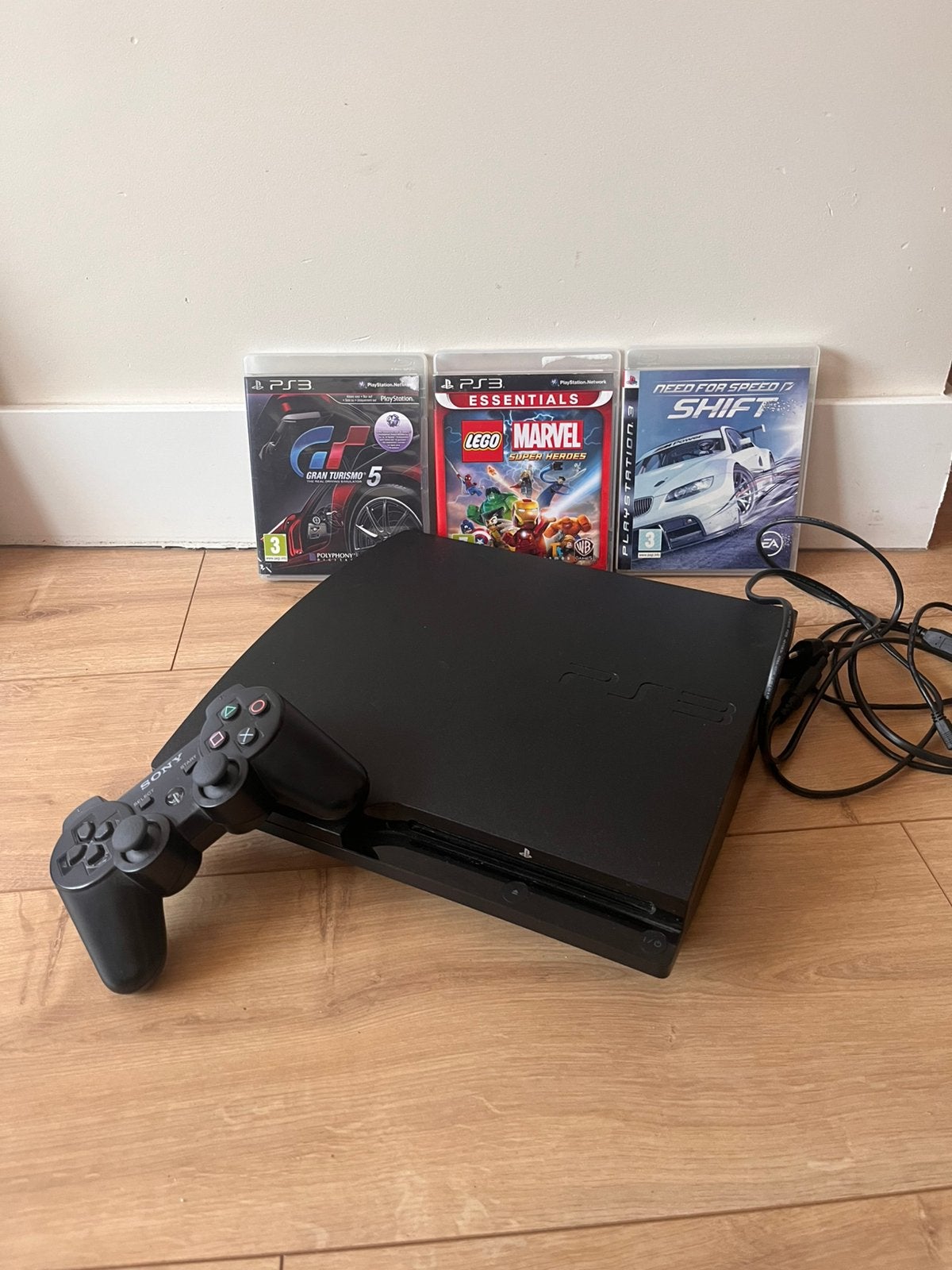 Playstation 3 met controller en 3 spellen, Ophalen, Zo goed als nieuw, Met 1 controller, Slim