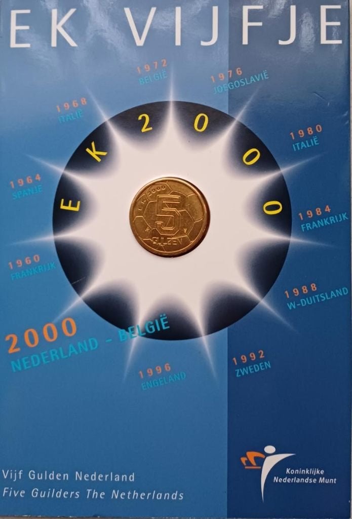 Ek vijfje uit 2000 kampioenschap voetbal in nederland, Ophalen of Verzenden, Koningin Beatrix, Euro's, Losse munt