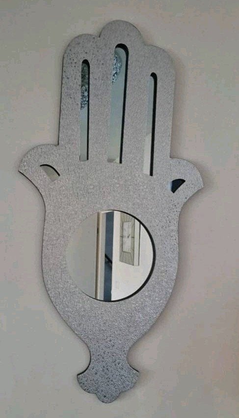 Oosterse wandspiegel - Handje van Fatima / Hamsa, Minder dan 50 cm, Ophalen of Verzenden, Zo goed als nieuw, Minder dan 100 cm