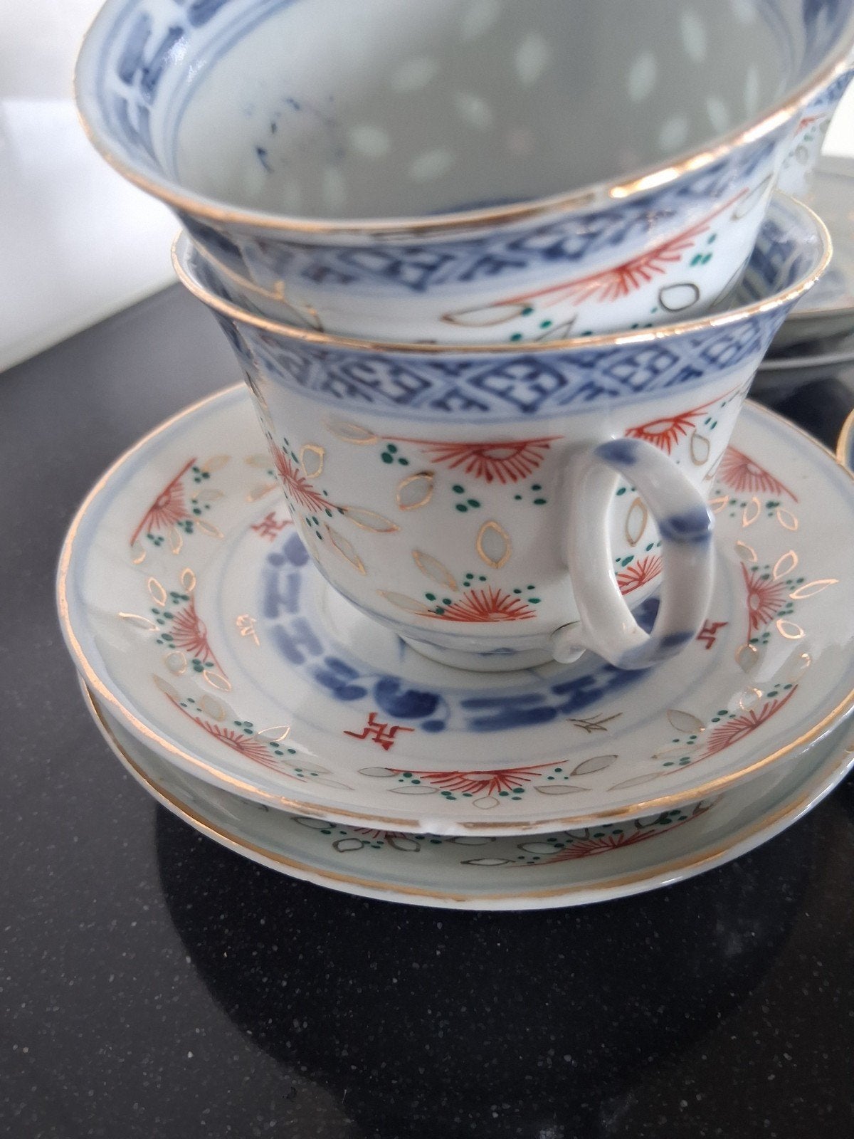 Chinees porseleinen theeservies met rijstkorrel deco, Ophalen of Verzenden