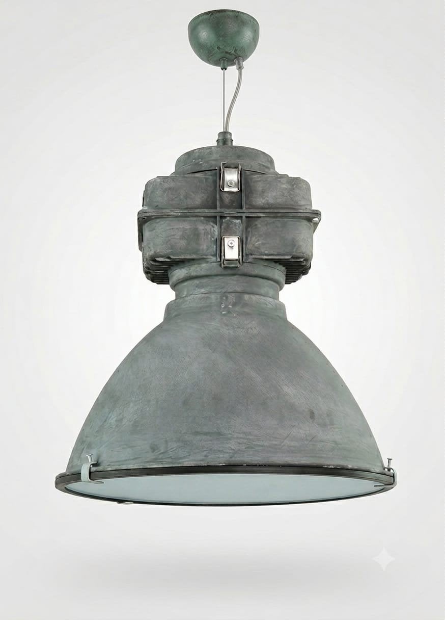 Industriele betonlook hanglamp, Ophalen, Gebruikt, E27 (groot), Metaal