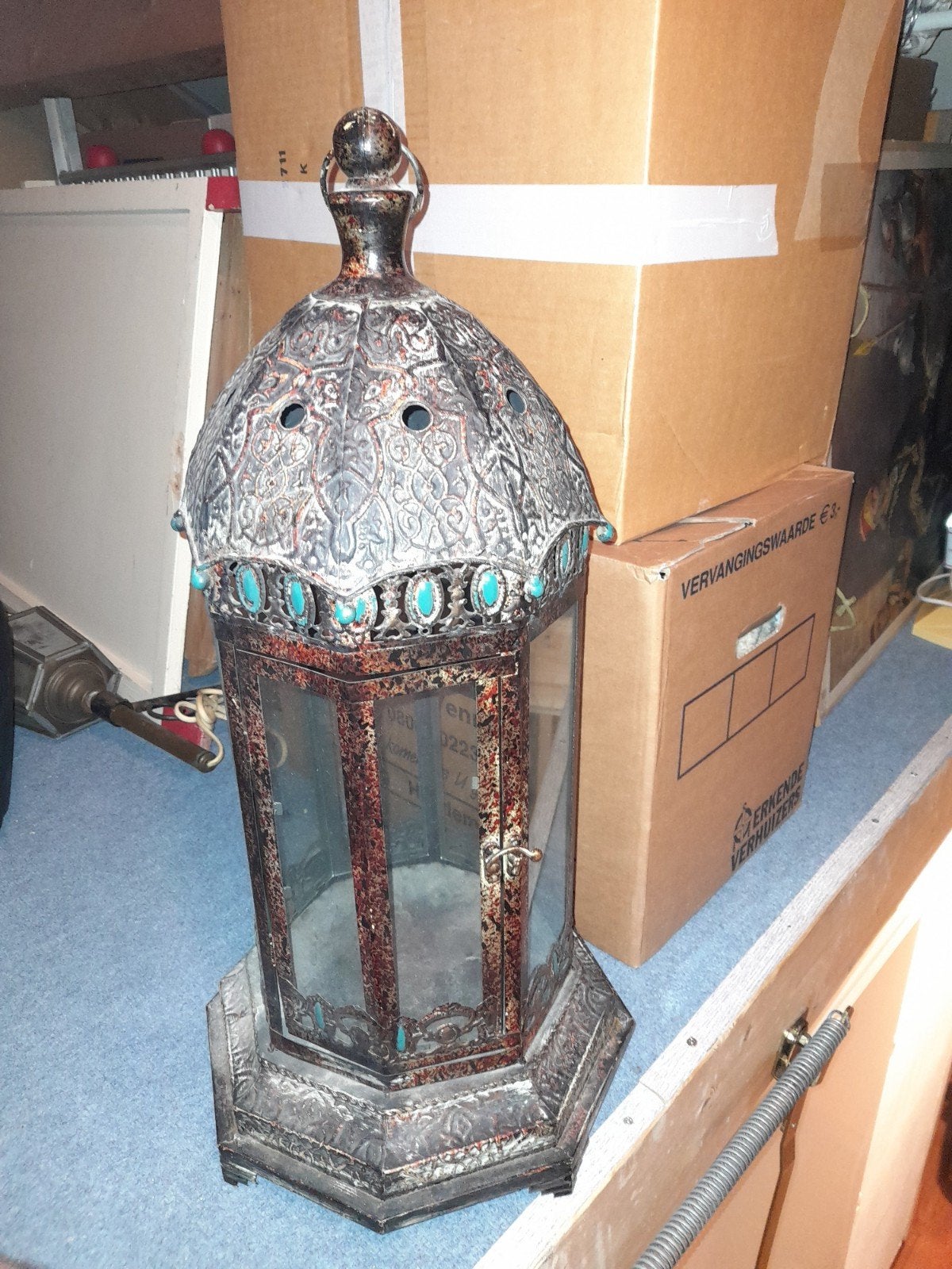 Decoratieve Oosterse Lantaarn met Turkoois Accent, Ophalen of Verzenden