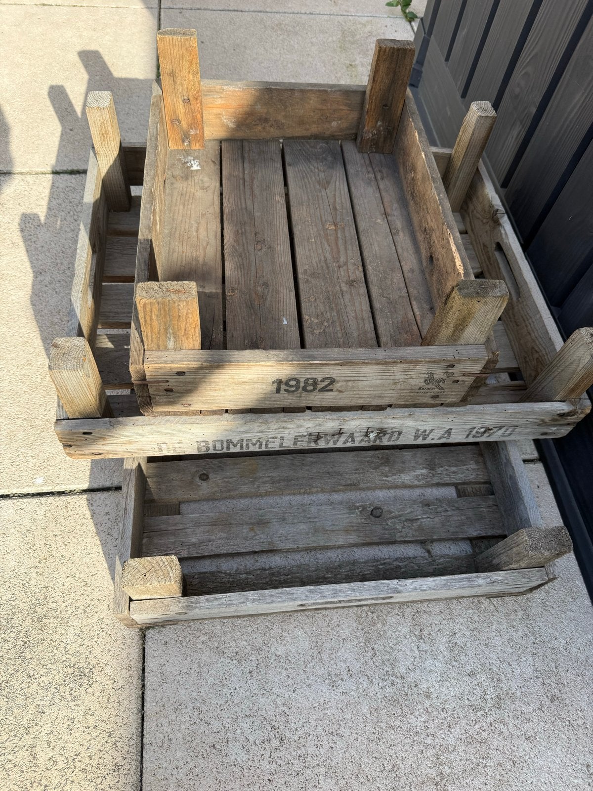 Vintage houten fruit/ aardappelskistjes - set van 3, Ophalen, Gebruikt, Bruin, Vintage