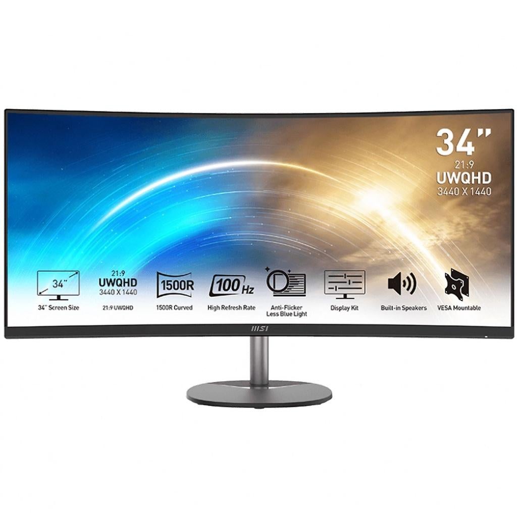 MSI PRO MP341CQ - 34 inch, Computers en Software, Monitoren, MSI, In hoogte verstelbaar, VA, Minder dan 1 ms