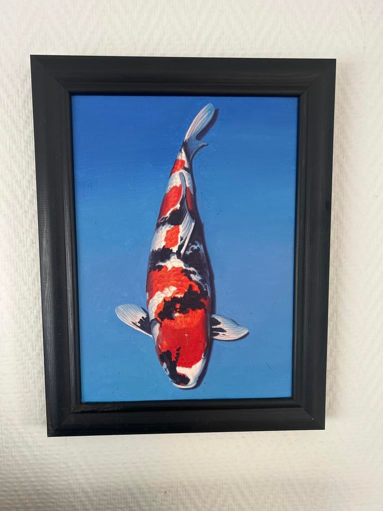 Schilderij van een Koi Karper - Uniek Kunstwerk olieverf, Ophalen of Verzenden