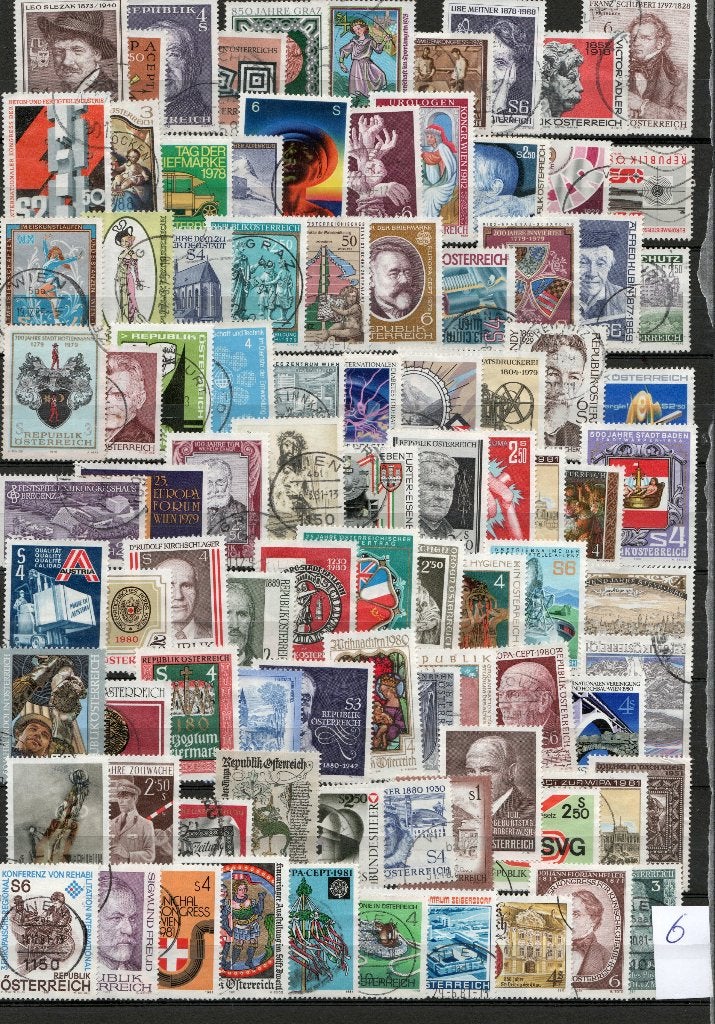 90 zegels Oostenrijk blad 6, Ophalen of Verzenden, Gestempeld