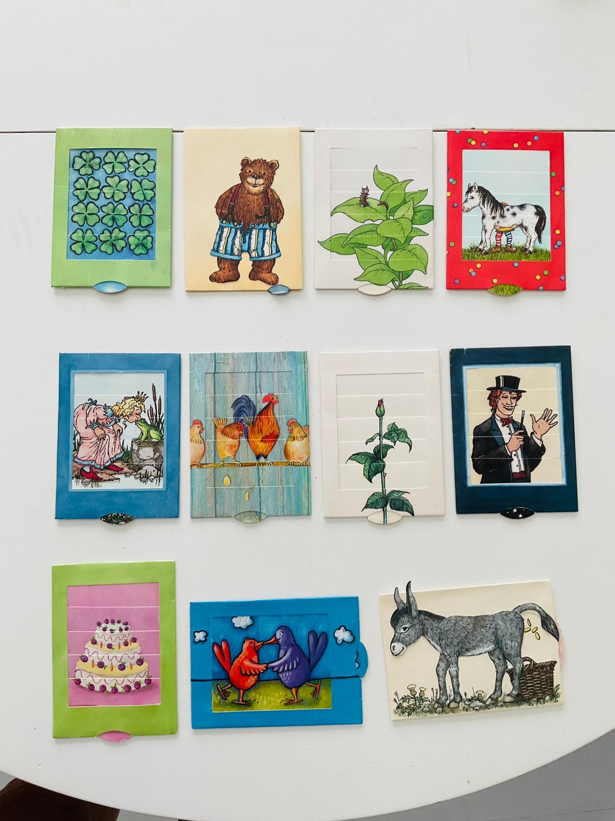 Set met 11 ‘levende’  wenskaarten, Diversen, Wenskaarten, Ophalen of Verzenden, Gebruikt