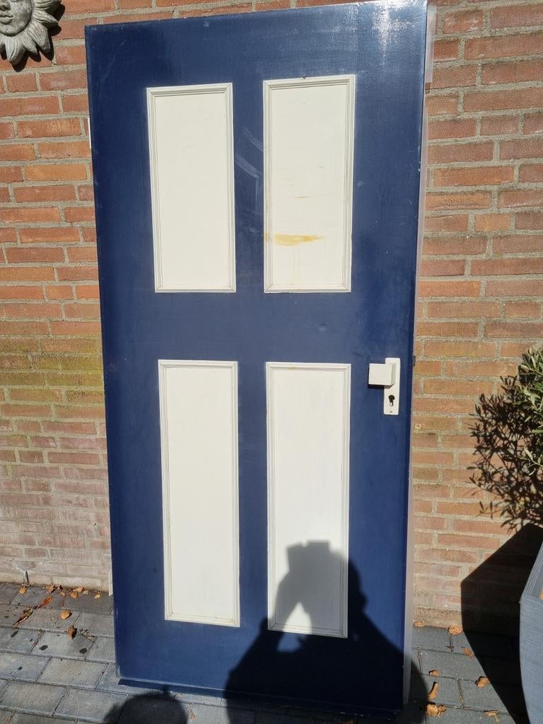 Buitendeur blauw met wit, Doe-het-zelf en Verbouw, Deuren en Horren, Ophalen