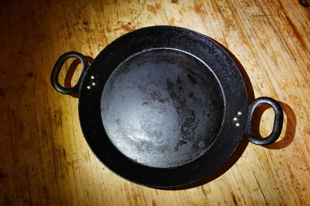 Stalen koekenpan/bakpan 23/28 cm, Ophalen, Gebruikt, Geschikt voor inductie, Overige merken