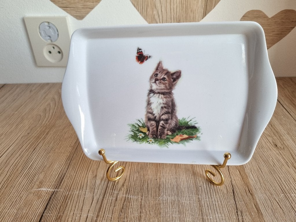 Mooi Klein Dienblad Melamine Kat Poes van Richard Macneil, Kunststof, Gebruikt, Verzenden, Dienblad