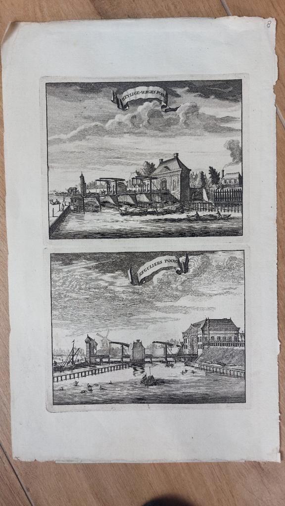 8 / Heylige Weghs Poort - Reguliers Poort te Amsterdam, Antiek en Kunst, Kunst | Etsen en Gravures, Ophalen of Verzenden