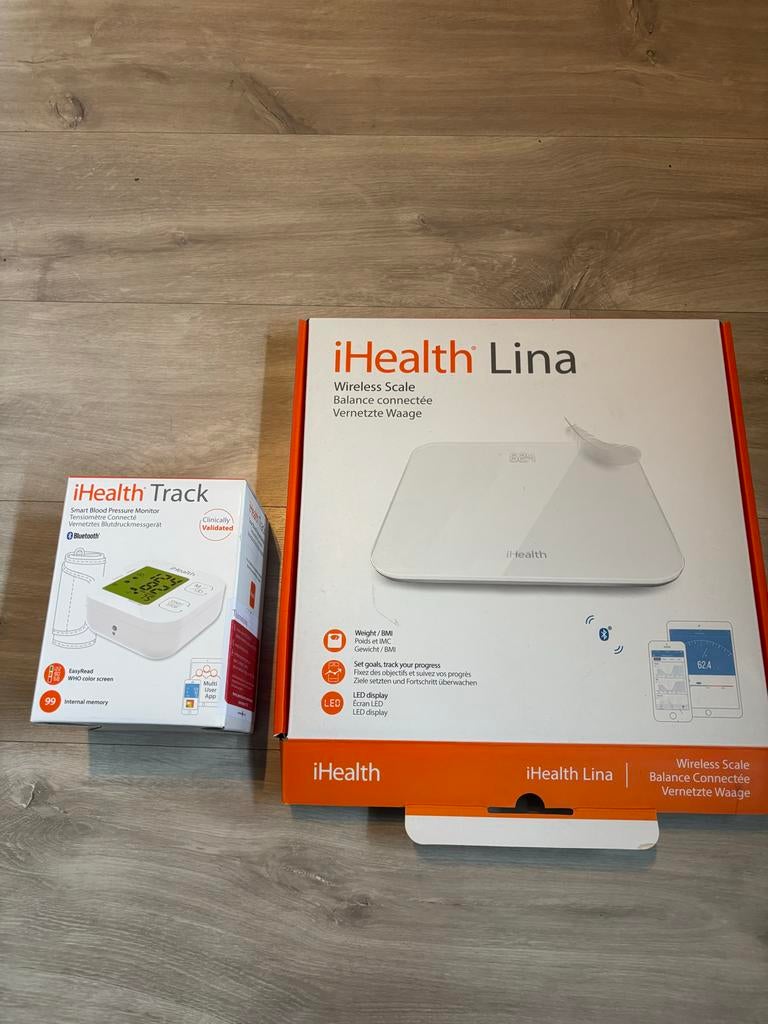 iHealth Lina weegschaal & Track bloeddrukmeter (nieuw), Ophalen, 1 tot 500 gram, Nieuw, 100 kg of meer