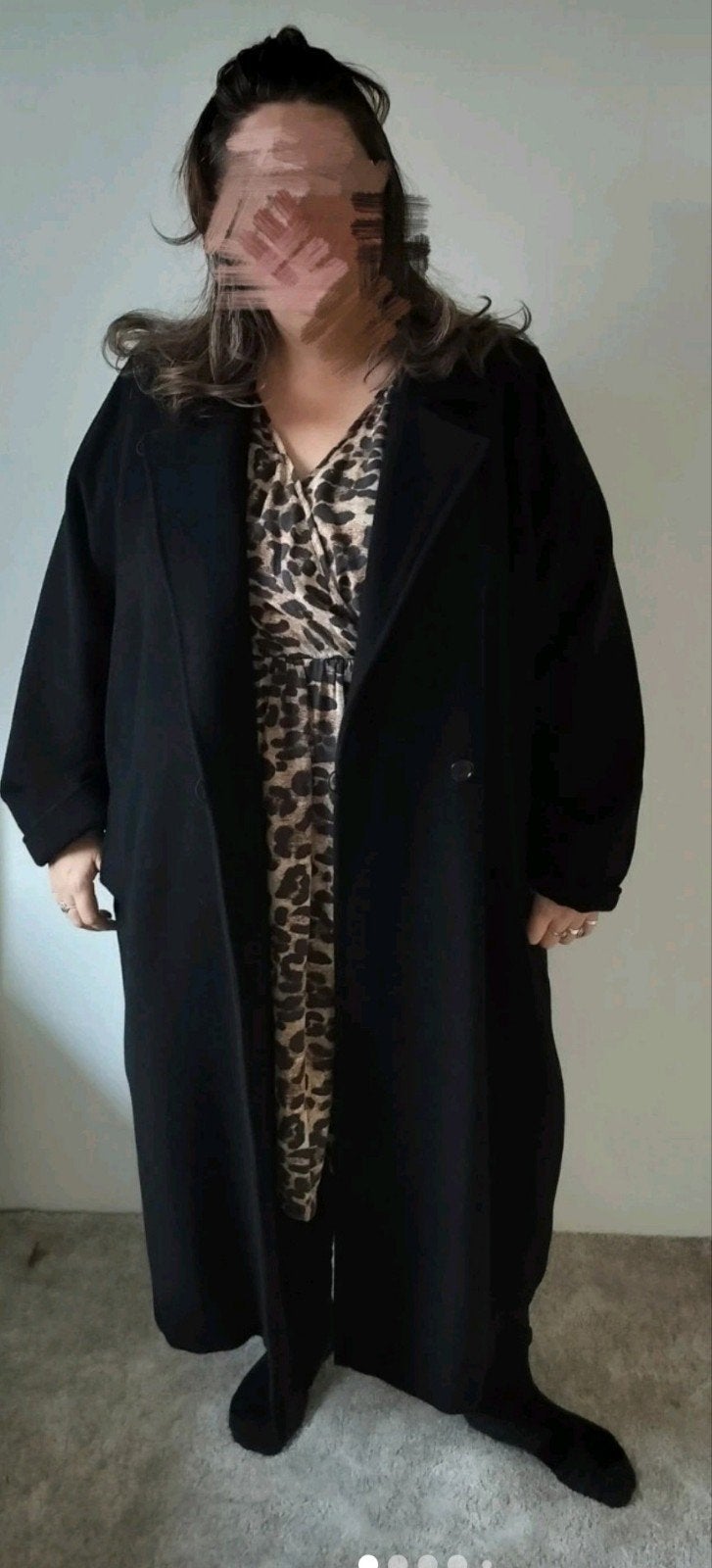 Zwarte wollen mantel - Made in Italy Marina Rinaldi, Kleding | Dames, Zwart, Maat 46/48 (XL) of groter, Ophalen of Verzenden, Onbekend