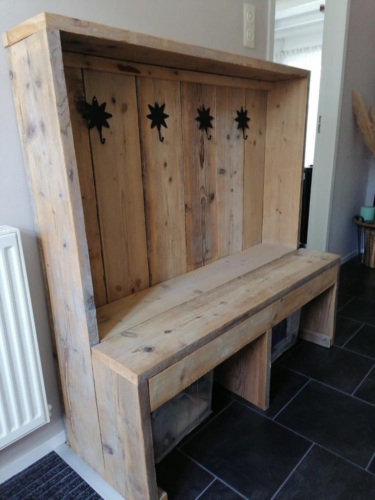 Steigerhouten halbank, Huis en Inrichting, Ophalen, Zo goed als nieuw, Minder dan 150 cm