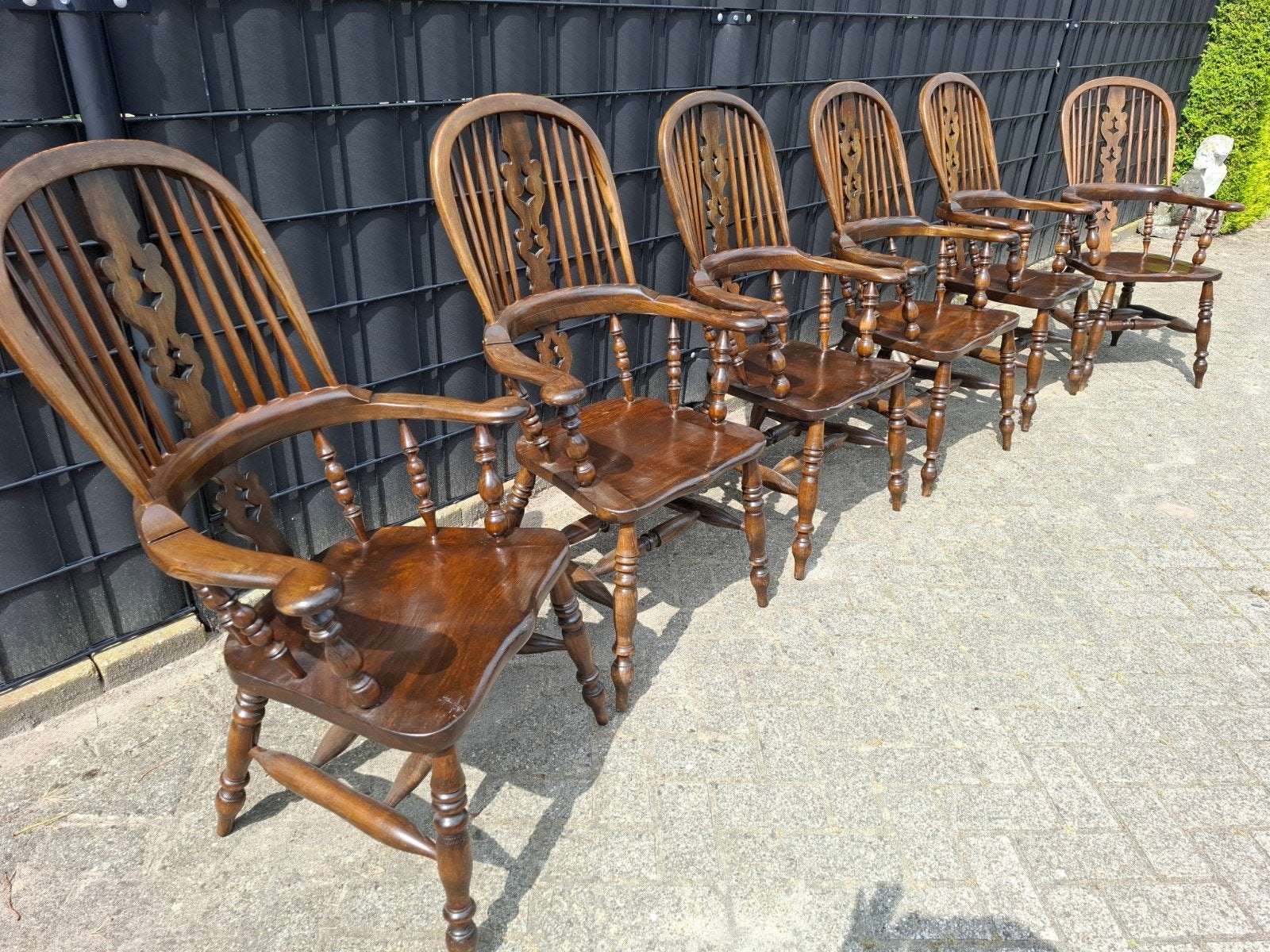 Vintage Windsor armstoel stoelen unieke 6dlg set. Lees zelf,, Ophalen, Bruin, Zo goed als nieuw, Vijf, Zes of meer stoelen