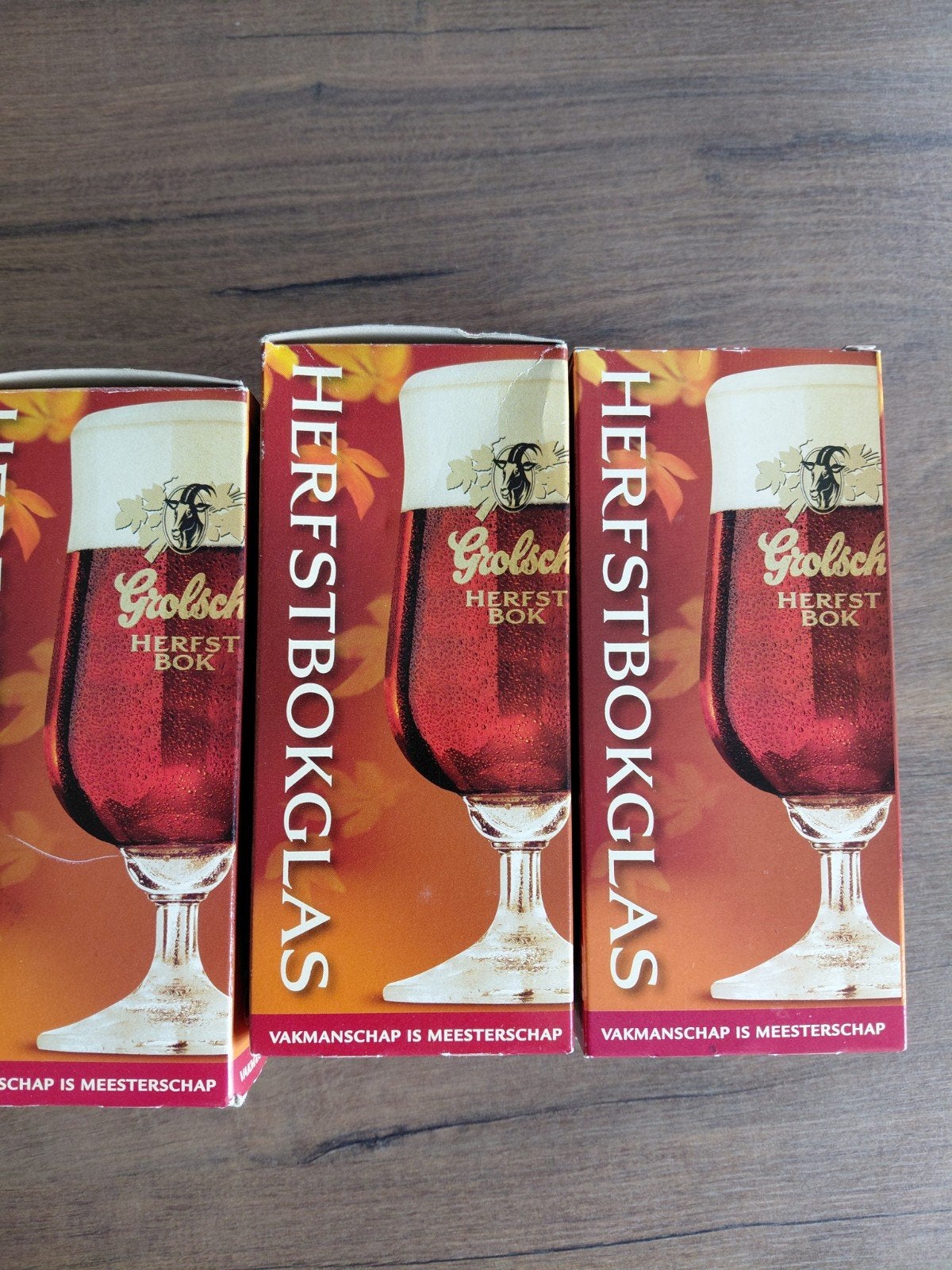 Grolsch Herfstbok Glazen (3 stuks) - Nieuw in doos, Verzamelen, Biermerken, Ophalen, Nieuw, Glas of Glazen, Grolsch