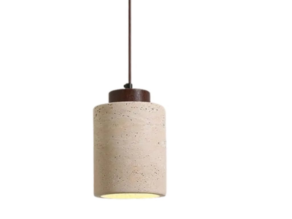 Hanglamp - Japandi - walnoot - Marmer - Travertin - Lamp, Japandi, Nieuw, Steen/keramiek, E27 (groot)