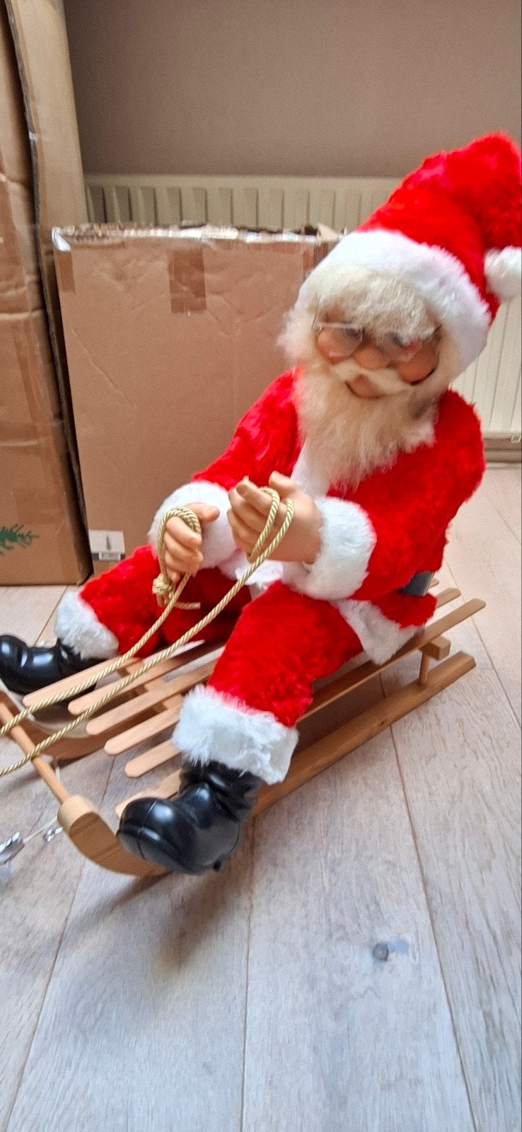 Bewegende Kerstman en Rendier, Ophalen of Verzenden, Gebruikt