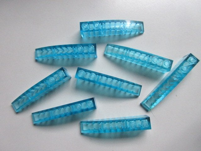 nr. 9308, 8 Lange transparant lichtblauwe schuine stenen, Ophalen of Verzenden, Zo goed als nieuw, Losse stenen, Lego