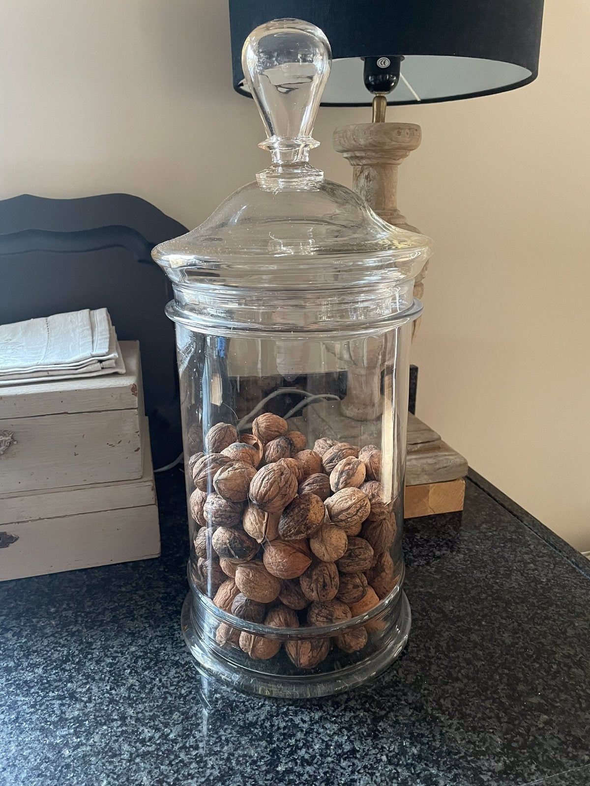 Oude Franse voorraadpot van oud glas, Ophalen, Gebruikt