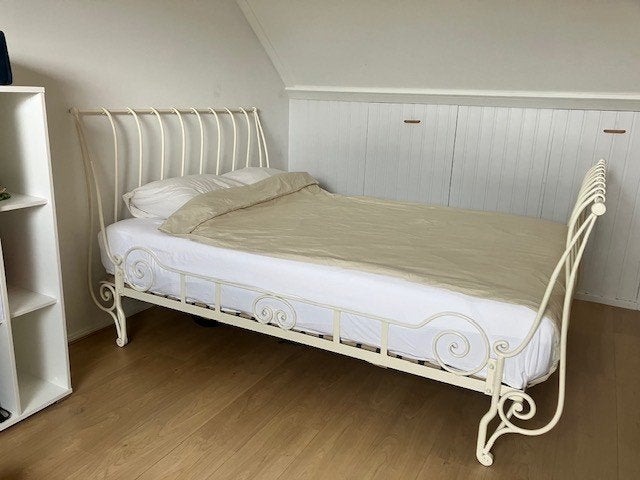 Bed 140x200 met Emma matras, Ophalen, Wit, Tweepersoons, 140 cm