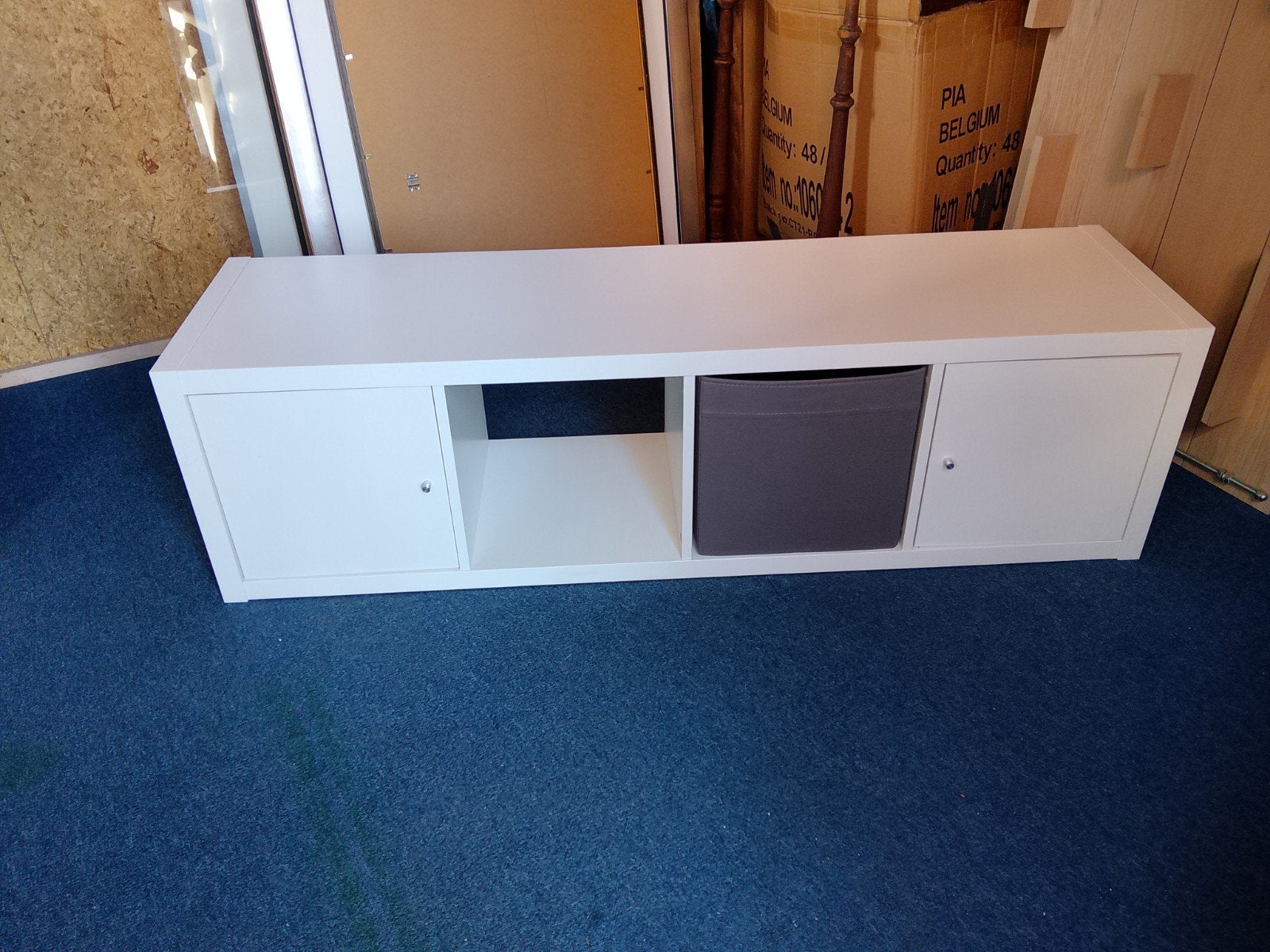 IKEA KALLAX TV-meubel / opberger met deuren en opbergvak, Ophalen, 100 tot 150 cm, Modern, Scandinavisch, Zo goed als nieuw