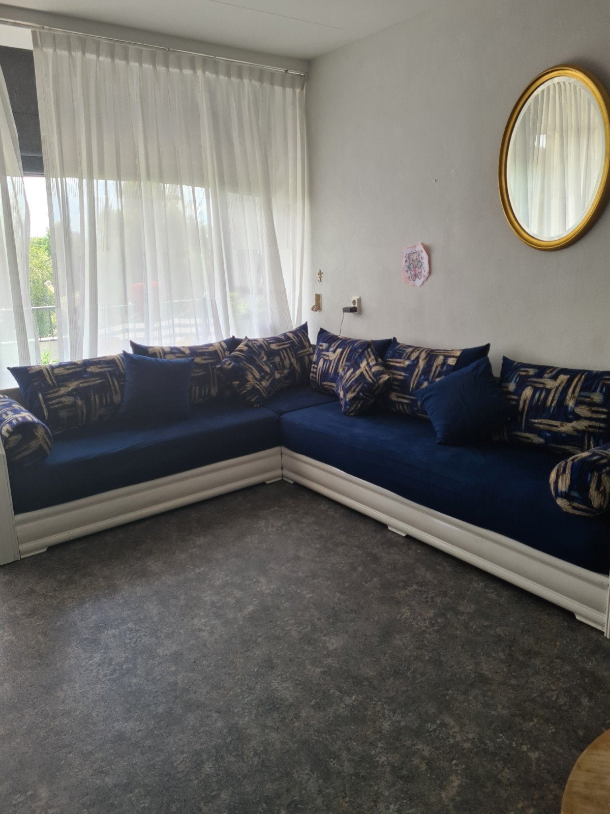 Comfortabele Sedari Hoekbank - Blauw met Witte Frame, Ophalen, Gebruikt, Hoekbank, 300 cm of meer