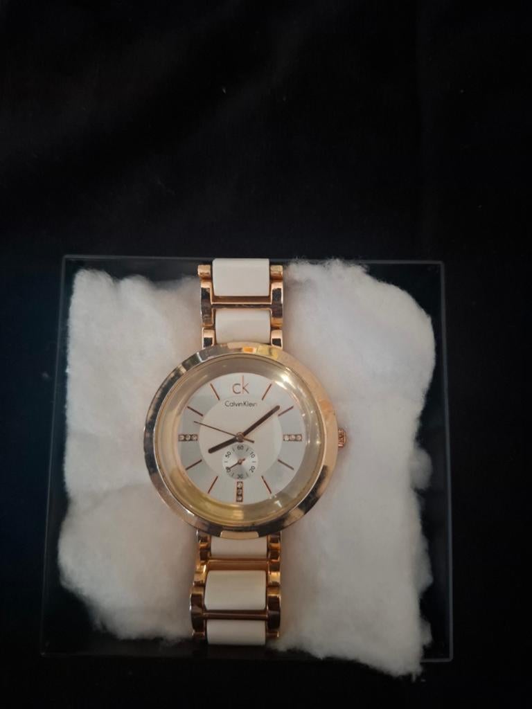 Calvin Klein horloge met extra bandjes, lege batterij, Overige merken, Staal, Gebruikt, Staal