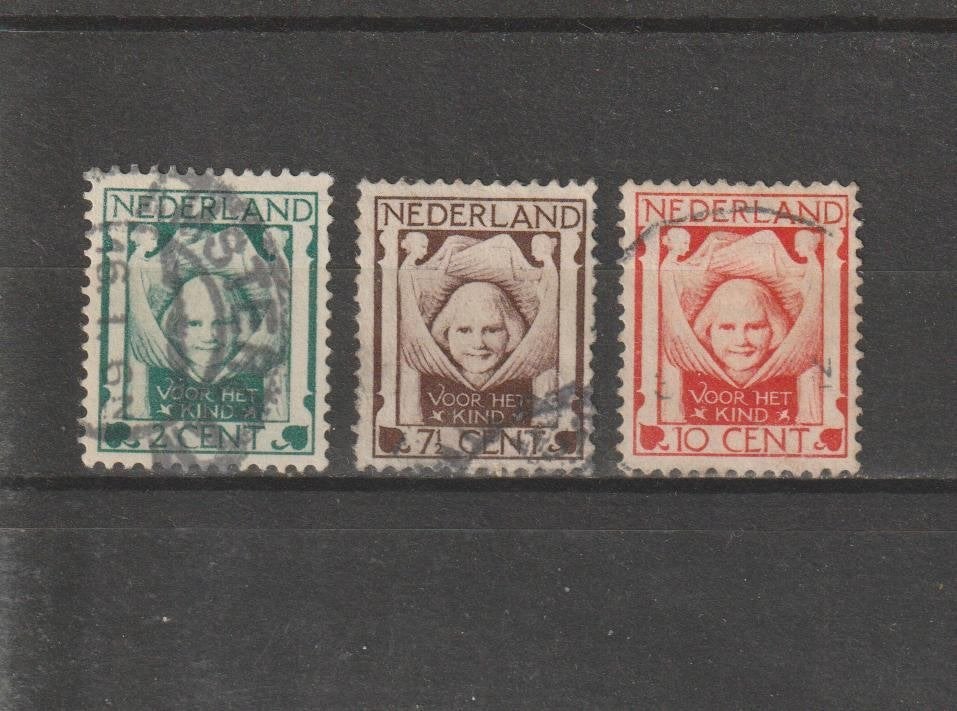Nederland 1924, NVPH 141 t/m 143, Gestempeld., Ophalen of Verzenden, T/m 1940, Gestempeld