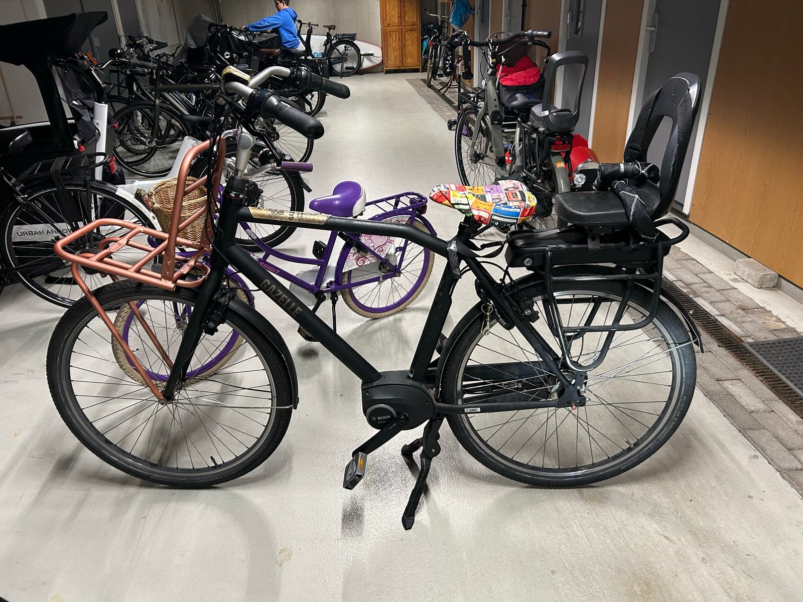Gazelle fiets met kinderzitje en voordrager, Velgrem, Ophalen of Verzenden, Gazelle, 53 tot 56 cm