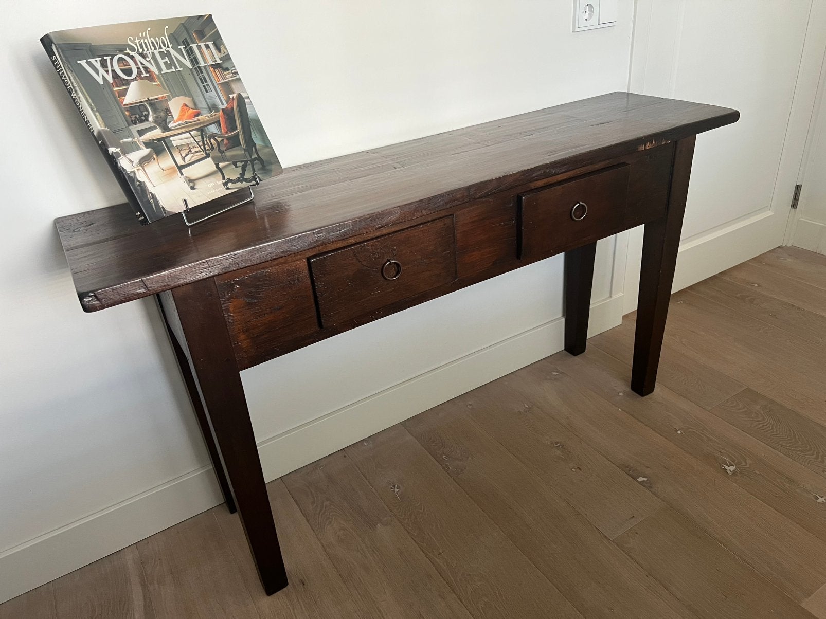 Koloniale site table, Ophalen, 100 tot 150 cm, Teakhout, Zo goed als nieuw