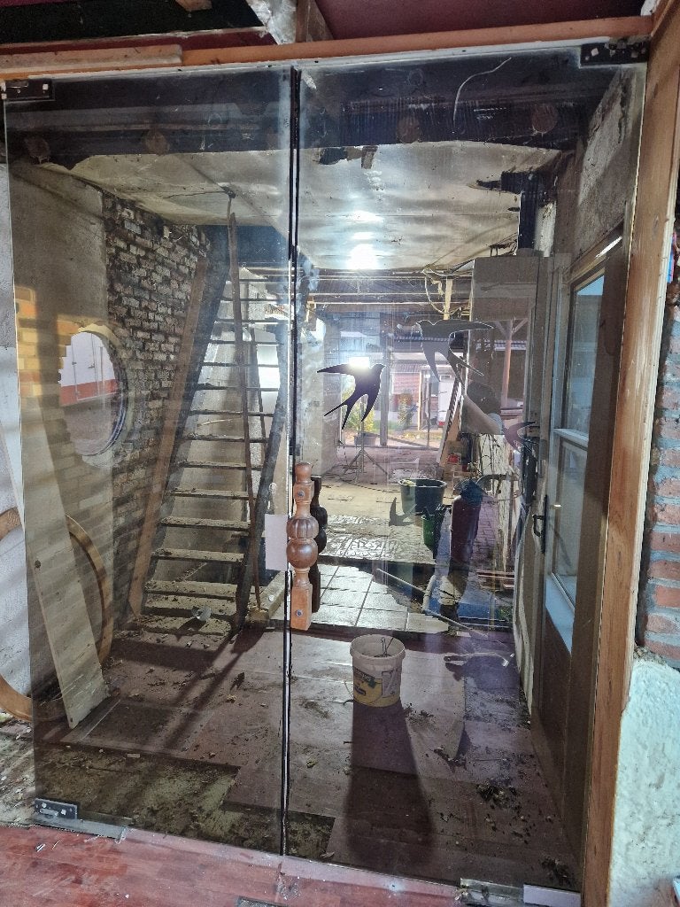 Te koop 2 volledig glazen draai deuren, Ophalen, 80 tot 100 cm, 215 cm of meer, Binnendeur