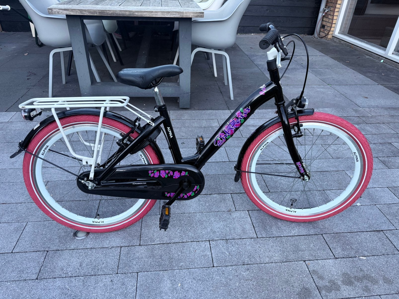 Alpina Girlpower meisjesfiets 22 inch – zwart/roze, Ophalen, Zo goed als nieuw, 22 inch