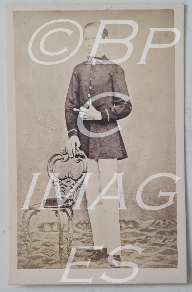 cdv Anton van Dorp staand uniformjasje 1860's, Gebruikt, Verzenden, Foto, Voor 1940
