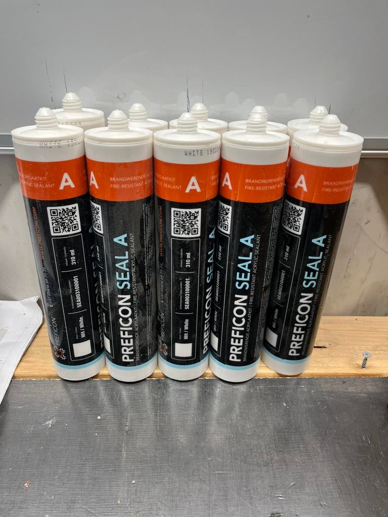 10x Preficon seal a brandwerende acrylaatkit, Minder dan 4 cm, Overige materialen, Ophalen of Verzenden, Zo goed als nieuw
