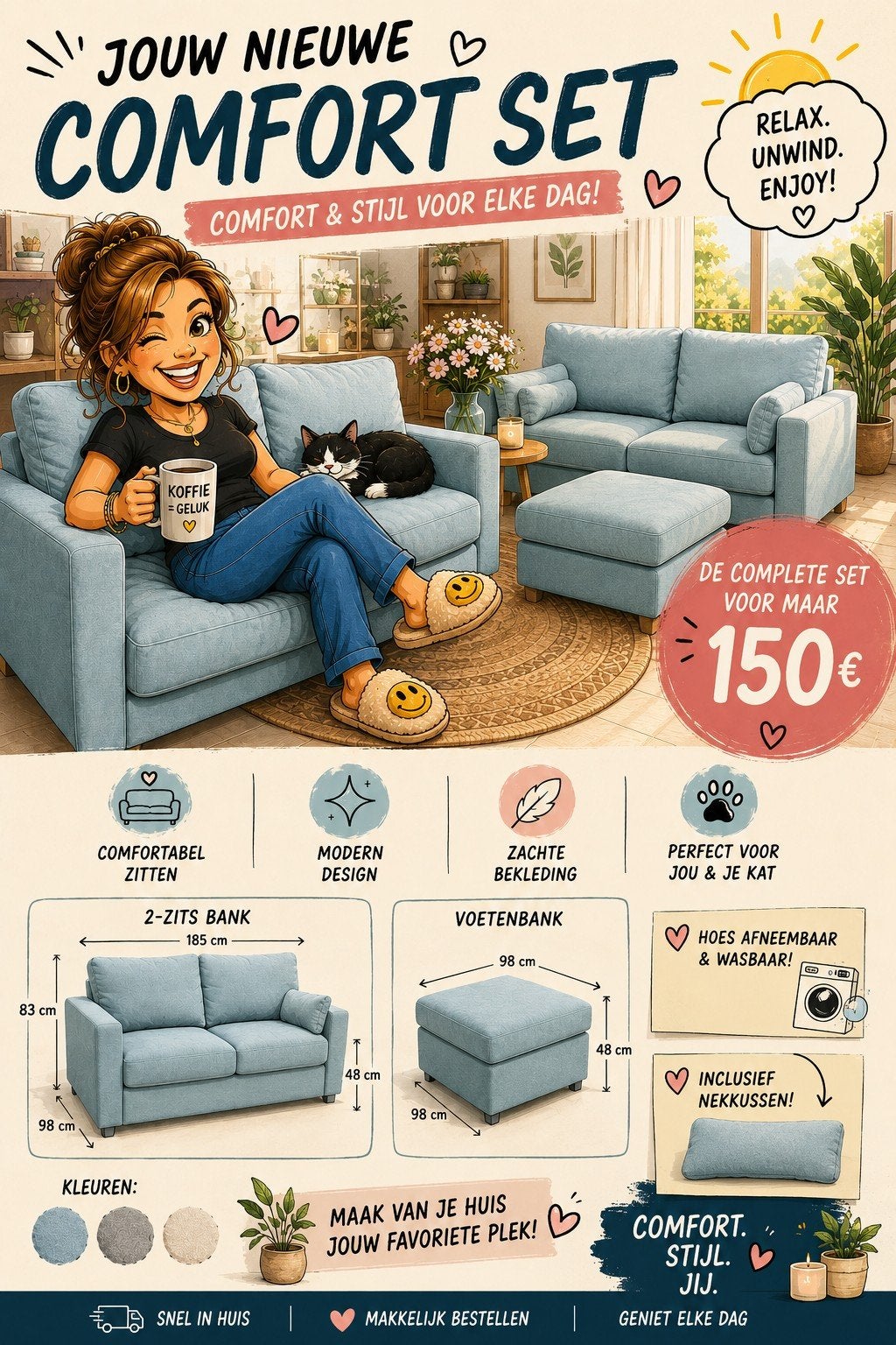 Ikea vimle 2 zits, Huis en Inrichting, Ophalen, Tweepersoons, Zo goed als nieuw, Rechte bank