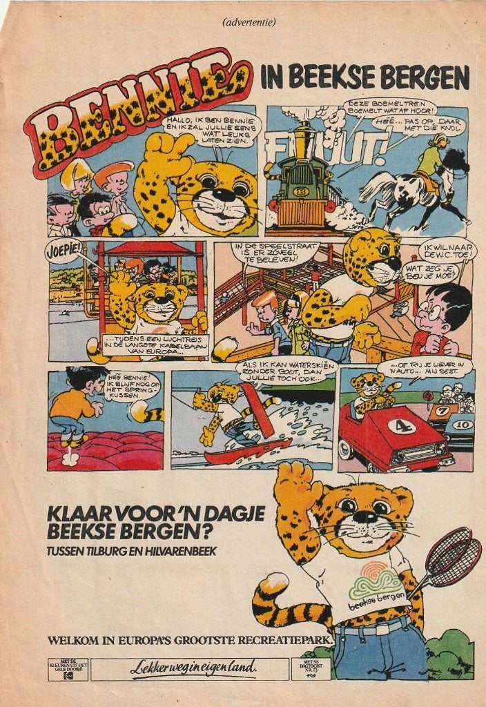 Retro reclame 1983 Beekse Bergen pretpark trapauto's, Verzenden, Overige typen