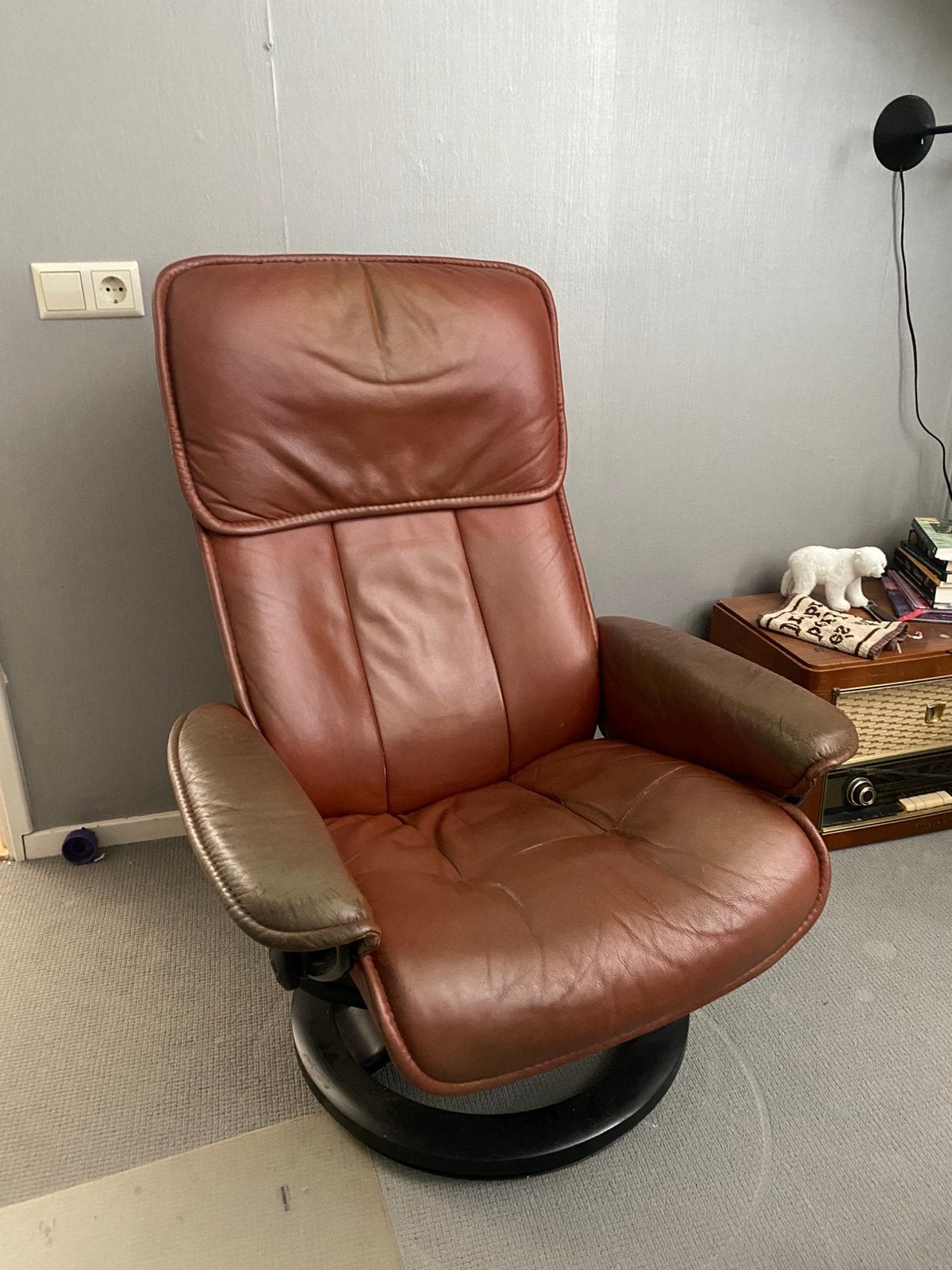 Stressless Ekornes stoel, Ophalen, Gebruikt, 50 tot 75 cm, Leer