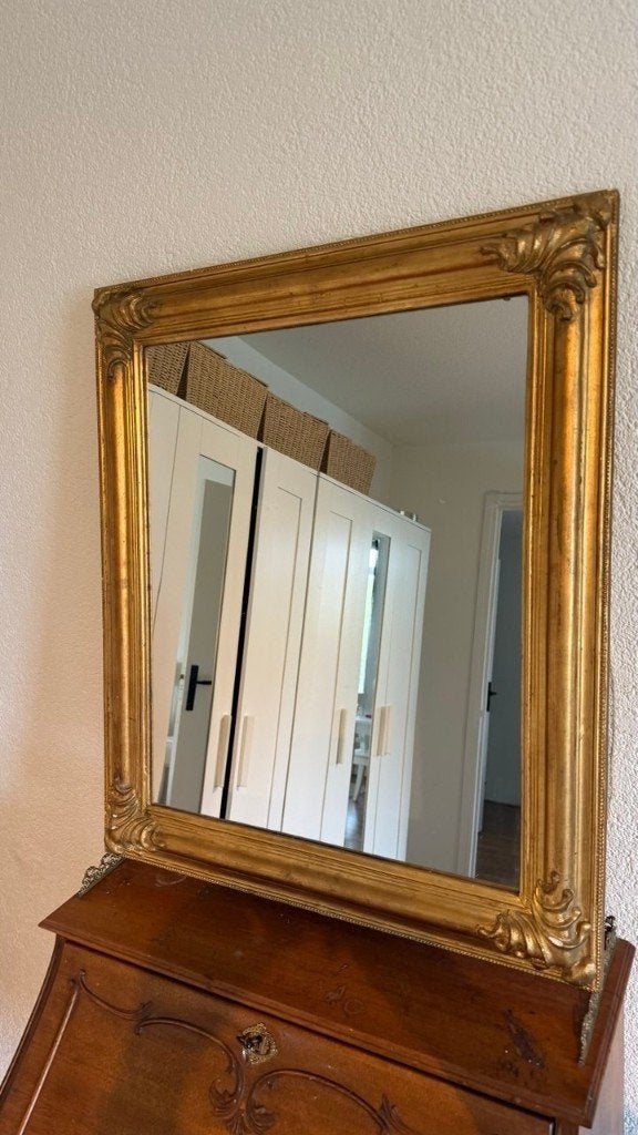 Vintage spiegel, Ophalen, Gebruikt, Minder dan 100 cm, Rechthoekig