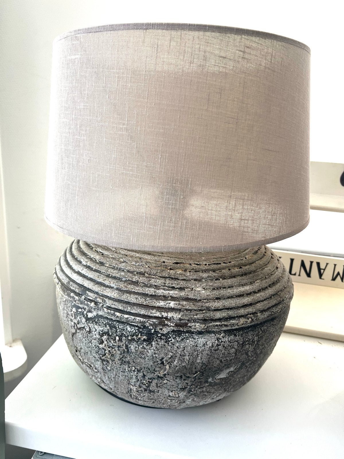 2 Riverdale lampen met stoffen kap, Huis en Inrichting, Ophalen, Grijs, Riviera Maison, Landelijk