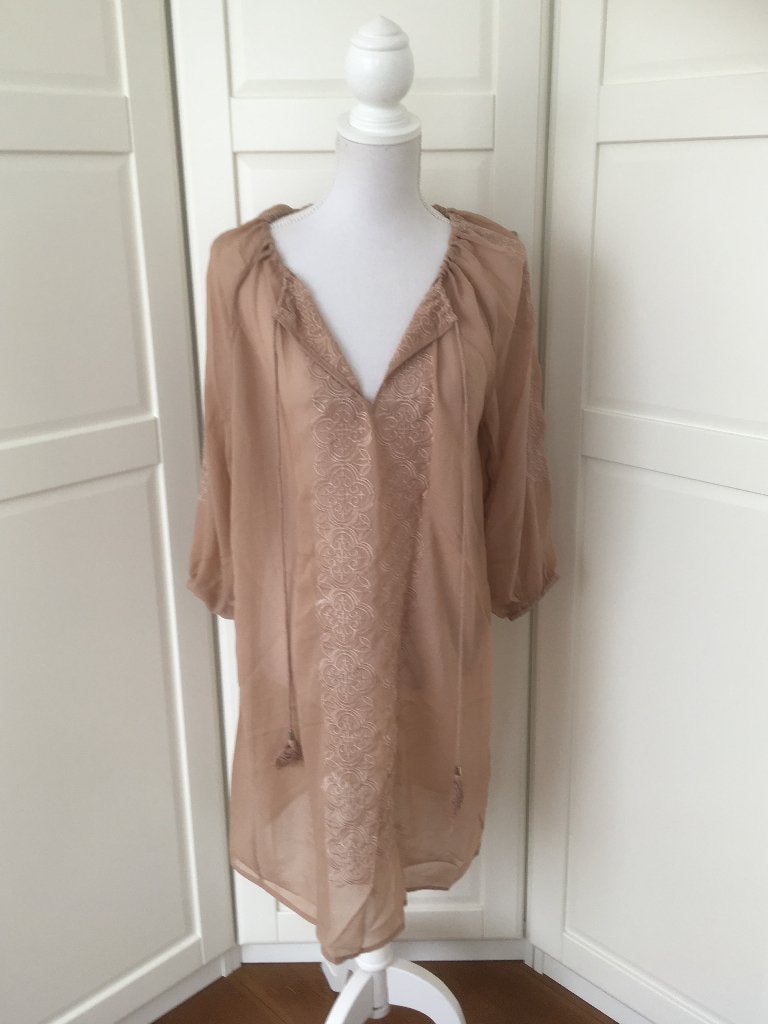 Floryday nieuwe bruine chiffon tuniek jurk M (valt als XL), Maat 38/40 (M), Bruin, Nieuw, Ophalen of Verzenden