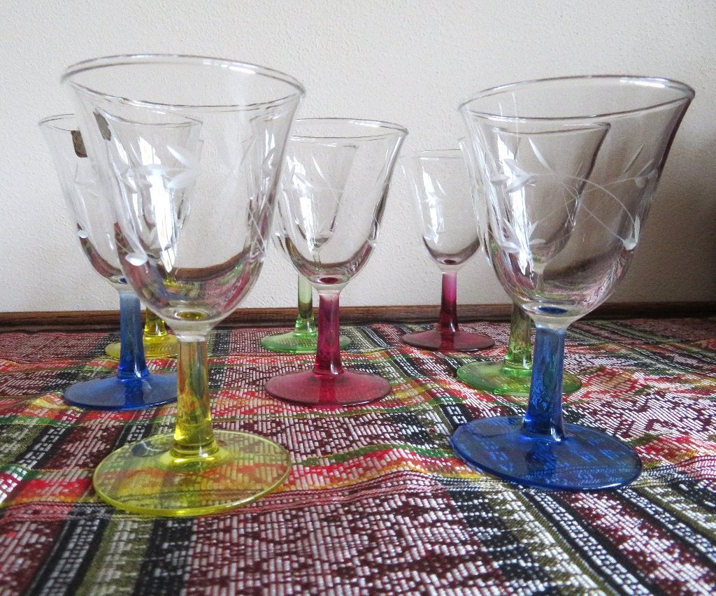 8 art deco wijnglazen - Verigord glaswerk- België, Antiek en Kunst, Antiek | Glas en Kristal, Ophalen of Verzenden