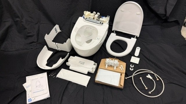 Geberit AquaClean Mera Classic douche-wc-föhn met paneel wit, Ophalen, Zo goed als nieuw, Glas, Toilet