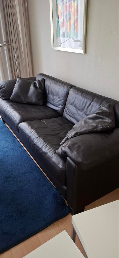 Robuuste Leren bank lichte craquelé, Ophalen of Verzenden, 75 tot 100 cm, Tweepersoons