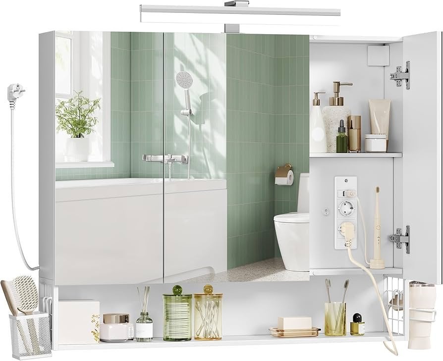 Nieuwe Spiegelkast met LED-verlichting en stopcontacten, Huis en Inrichting, Ophalen, Nieuw, Minder dan 25 cm, Spiegelkast