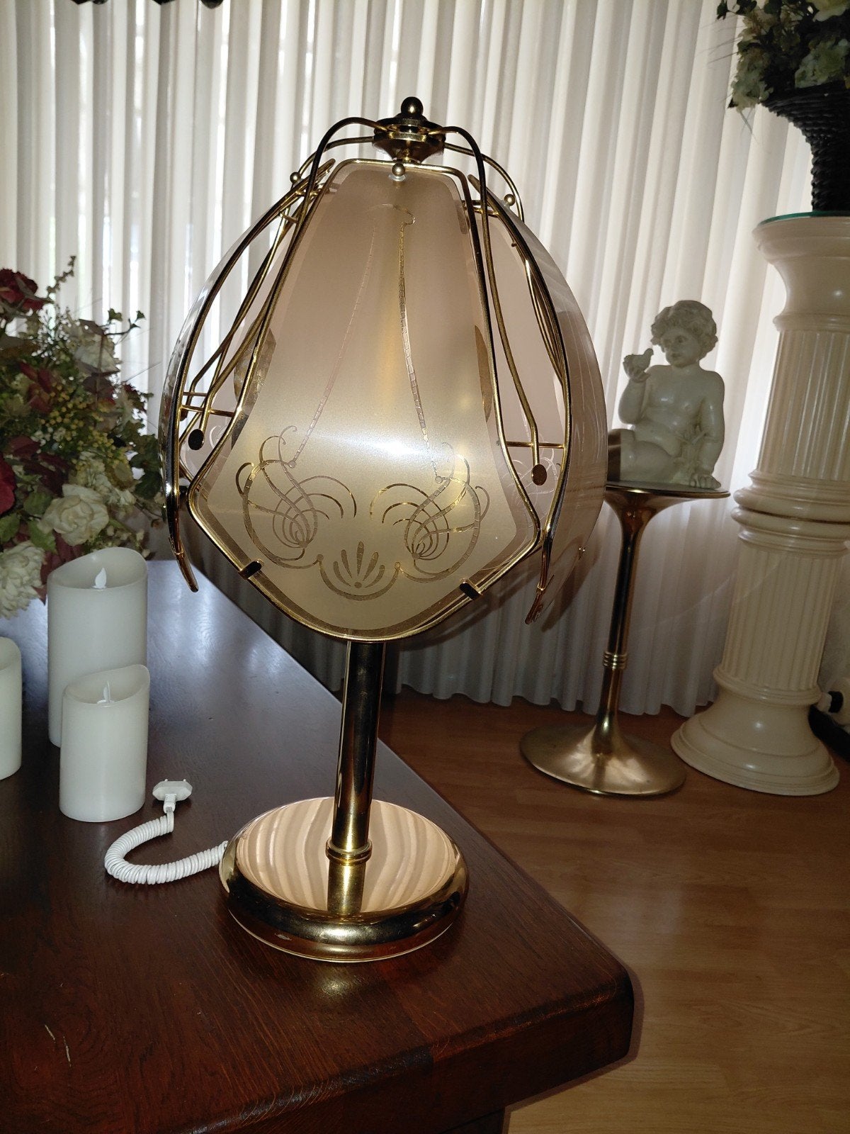 VERGULDE  TAFELLAMP  / SCHEMERLAMP, Ophalen, Minder dan 50 cm